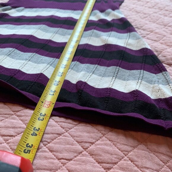 H&M Striped Zig-Zag Knit Dress – Purple Grey White Black Size: M (Fits M–L) - Picture 10 of 11